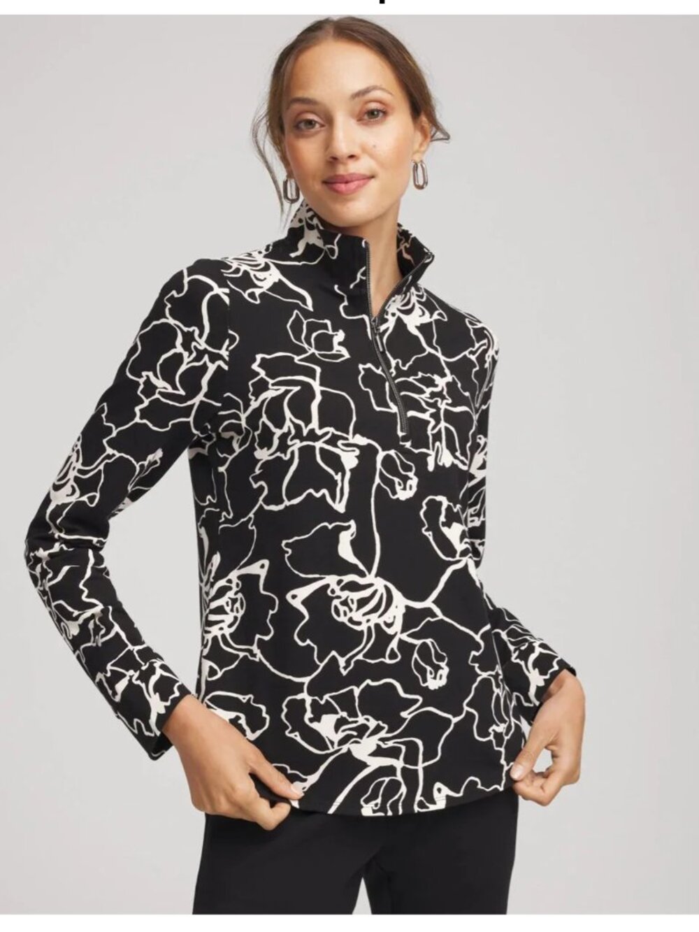 Chico's Zenergy Half Zip Mock Neck Top Medium